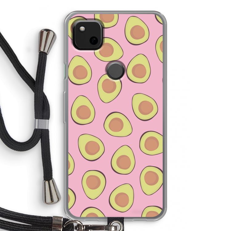 Dancing avocados: Pixel 4a Transparant Hoesje met koord