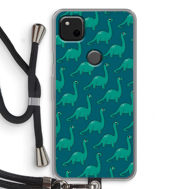 Diplodocus: Pixel 4a Transparant Hoesje met koord