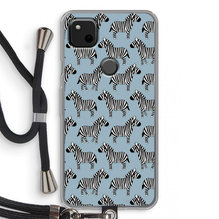 Zebra: Pixel 4a Transparant Hoesje met koord