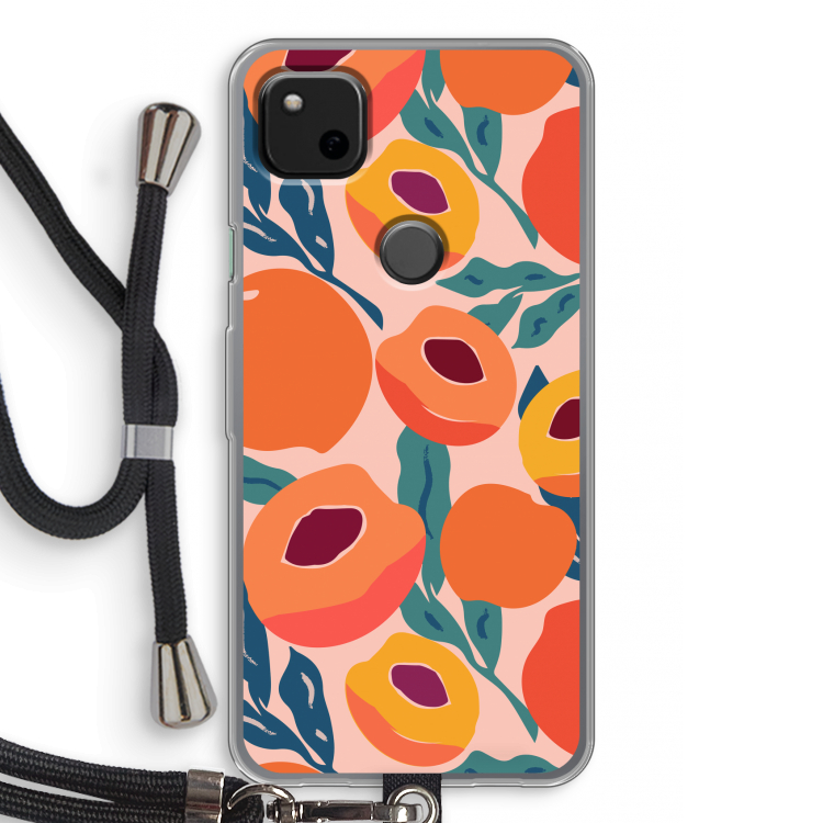 Perzik: Pixel 4a Transparant Hoesje met koord