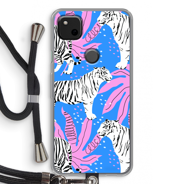 Tijger: Pixel 4a Transparant Hoesje met koord