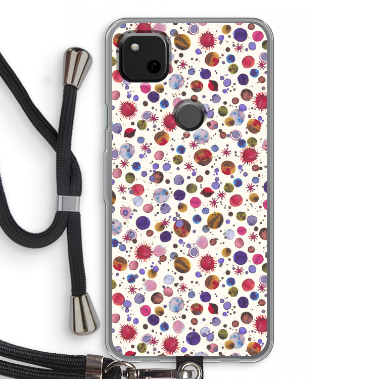 Planets Space: Pixel 4a Transparant Hoesje met koord