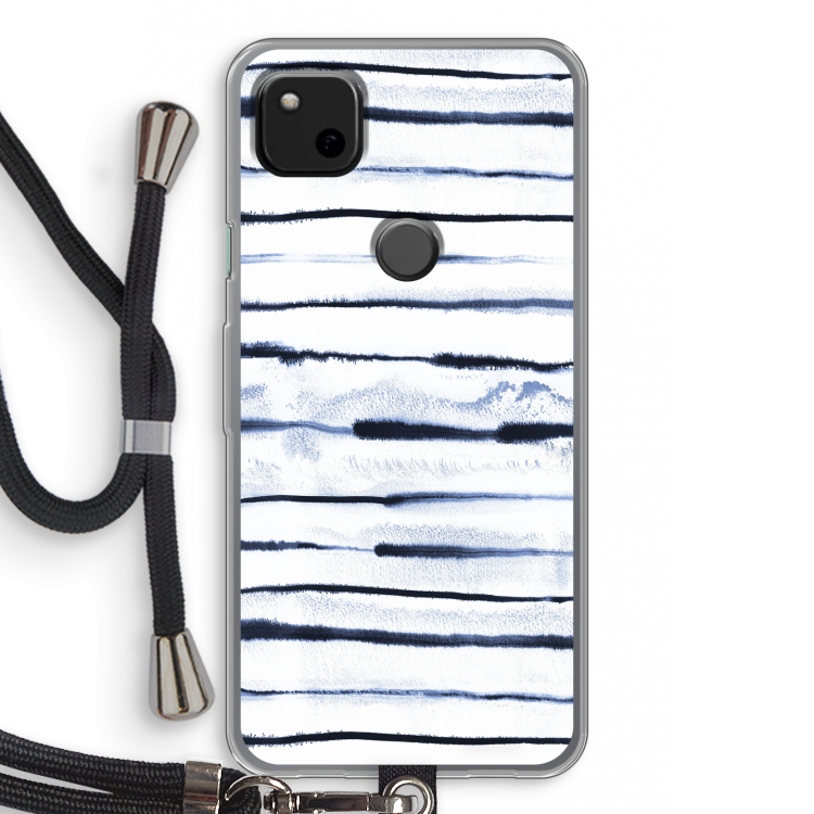 Ink Stripes: Pixel 4a Transparant Hoesje met koord