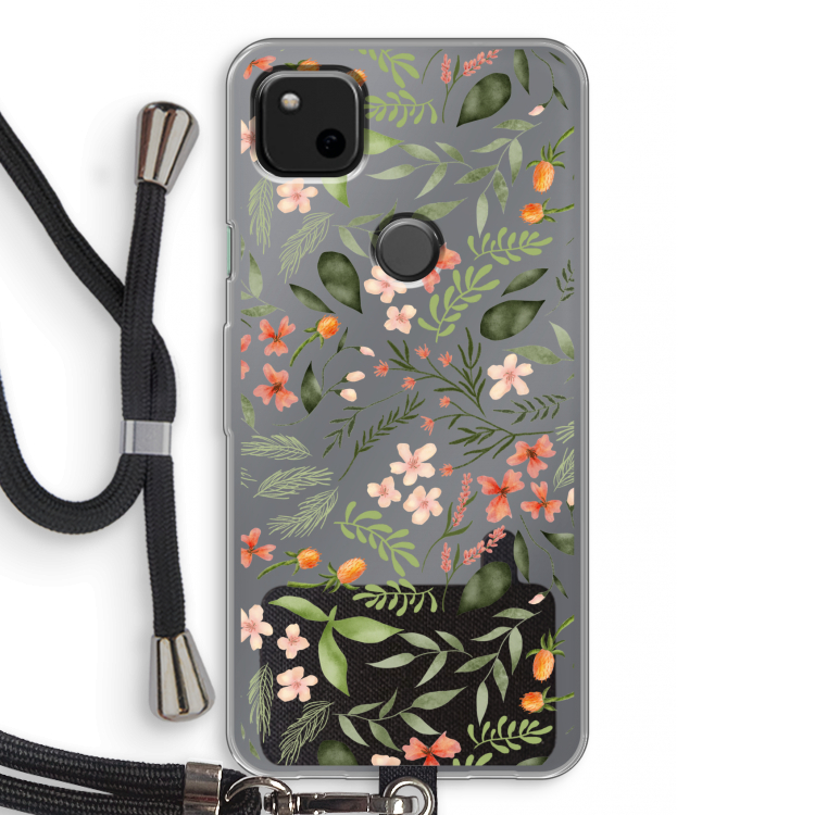 Sweet little flowers: Pixel 4a Transparant Hoesje met koord