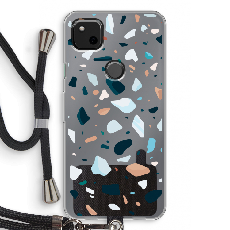 Terrazzo N°13: Pixel 4a Transparant Hoesje met koord