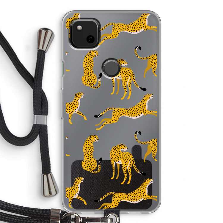 Luipaard: Pixel 4a Transparant Hoesje met koord