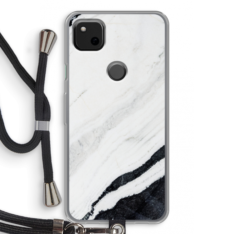 Elegante marmer: Pixel 4a Transparant Hoesje met koord