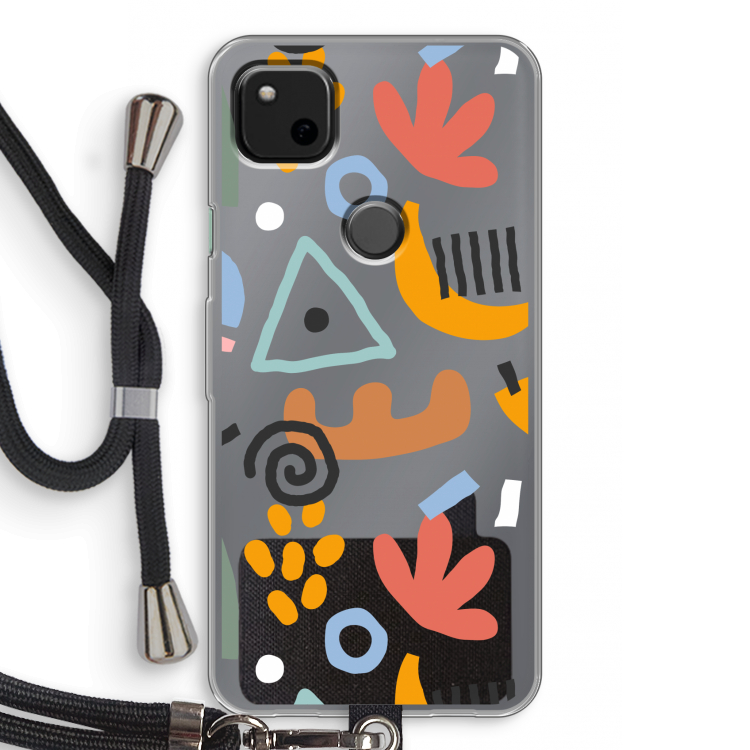 Abstract: Pixel 4a Transparant Hoesje met koord