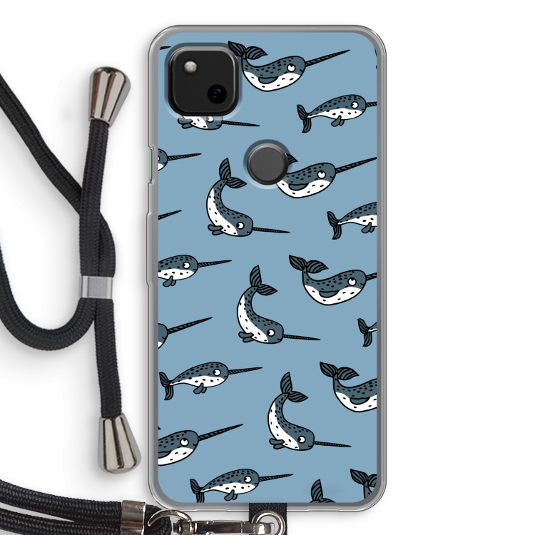 Narwhal: Pixel 4a Transparant Hoesje met koord