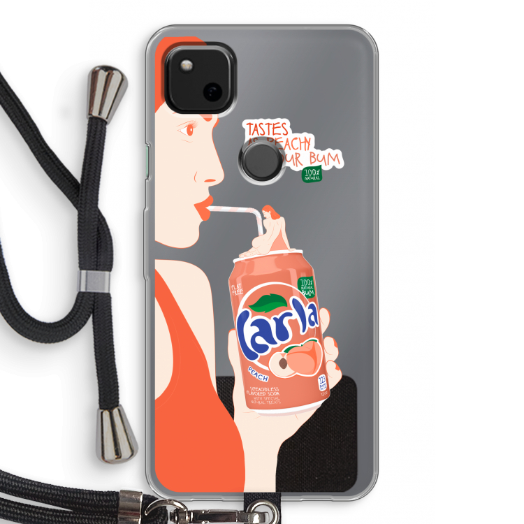 Peach please!: Pixel 4a Transparant Hoesje met koord