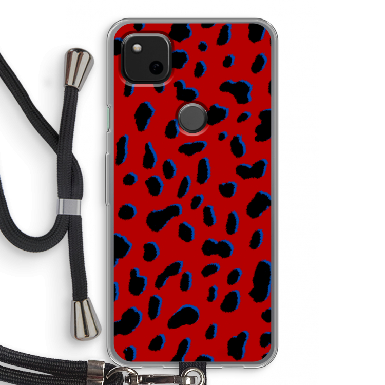 Red Leopard: Pixel 4a Transparant Hoesje met koord