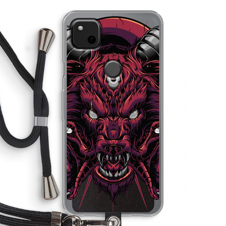 Hell Hound and Serpents: Pixel 4a Transparant Hoesje met koord