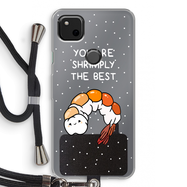 You're Shrimply The Best: Pixel 4a Transparant Hoesje met koord