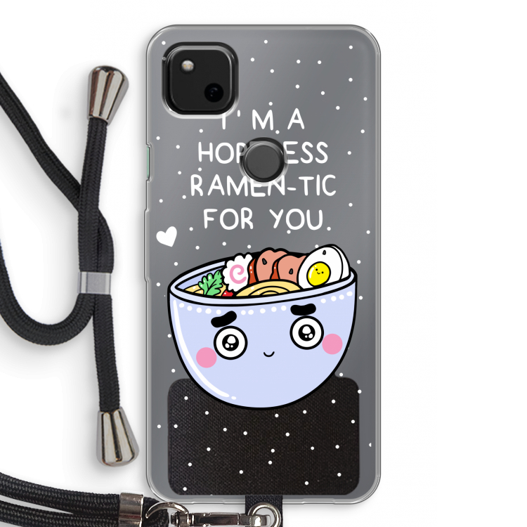 I'm A Hopeless Ramen-Tic For You: Pixel 4a Transparant Hoesje met koord