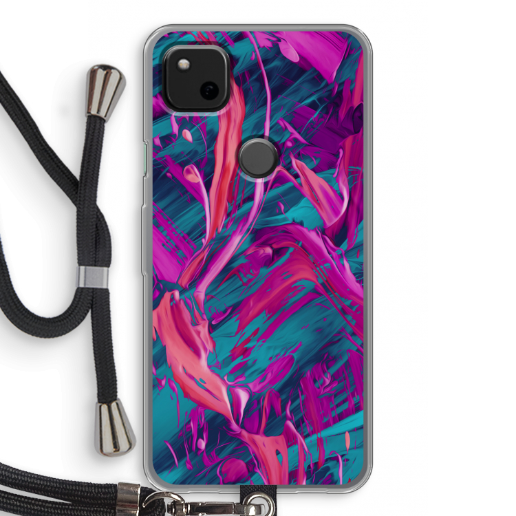 Pink Clouds: Pixel 4a Transparant Hoesje met koord