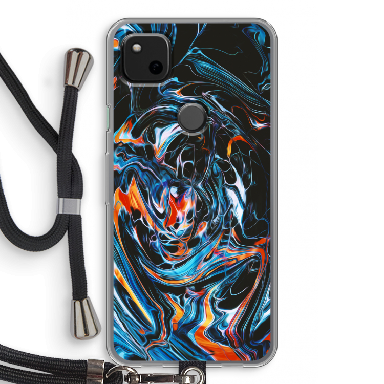 Black Unicorn: Pixel 4a Transparant Hoesje met koord