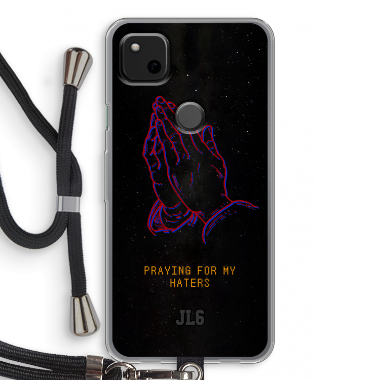 Praying For My Haters: Pixel 4a Transparant Hoesje met koord