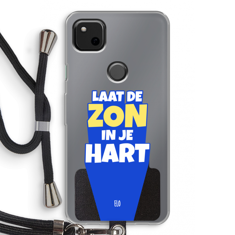 Laat de zon in je hart: Pixel 4a Transparant Hoesje met koord