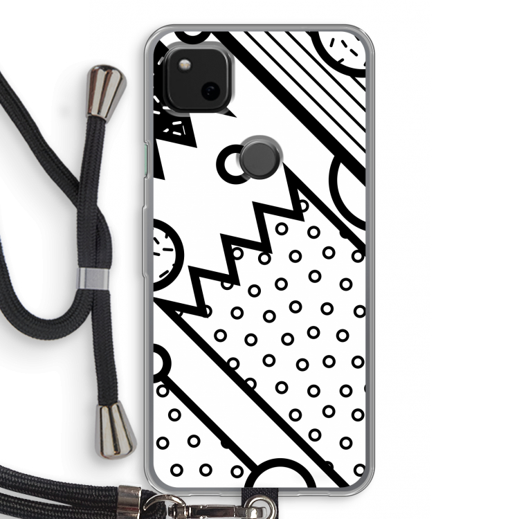 Pop Art #4: Pixel 4a Transparant Hoesje met koord