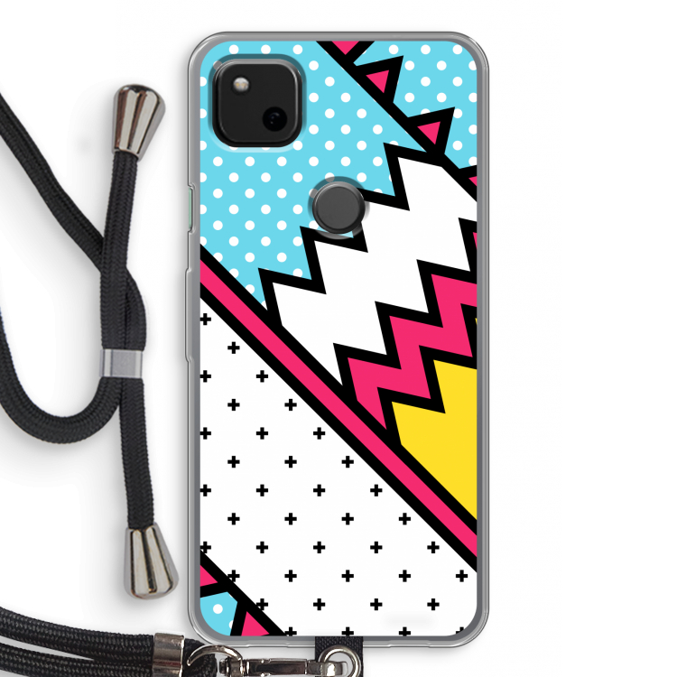 Pop Art #2: Pixel 4a Transparant Hoesje met koord