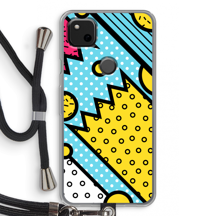 Pop Art #1: Pixel 4a Transparant Hoesje met koord