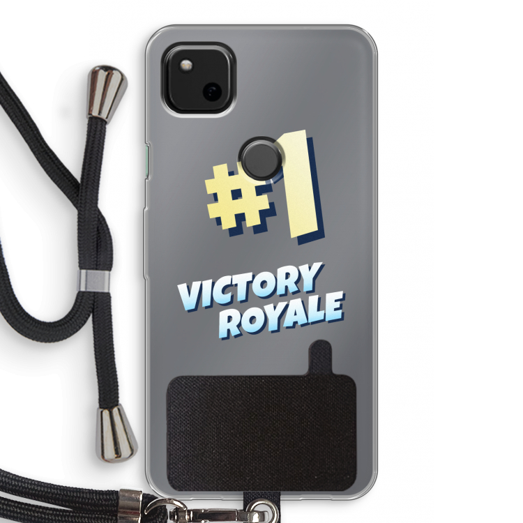 Victory Royale: Pixel 4a Transparant Hoesje met koord