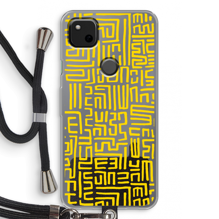 Majorelle Blue Print: Pixel 4a Transparant Hoesje met koord