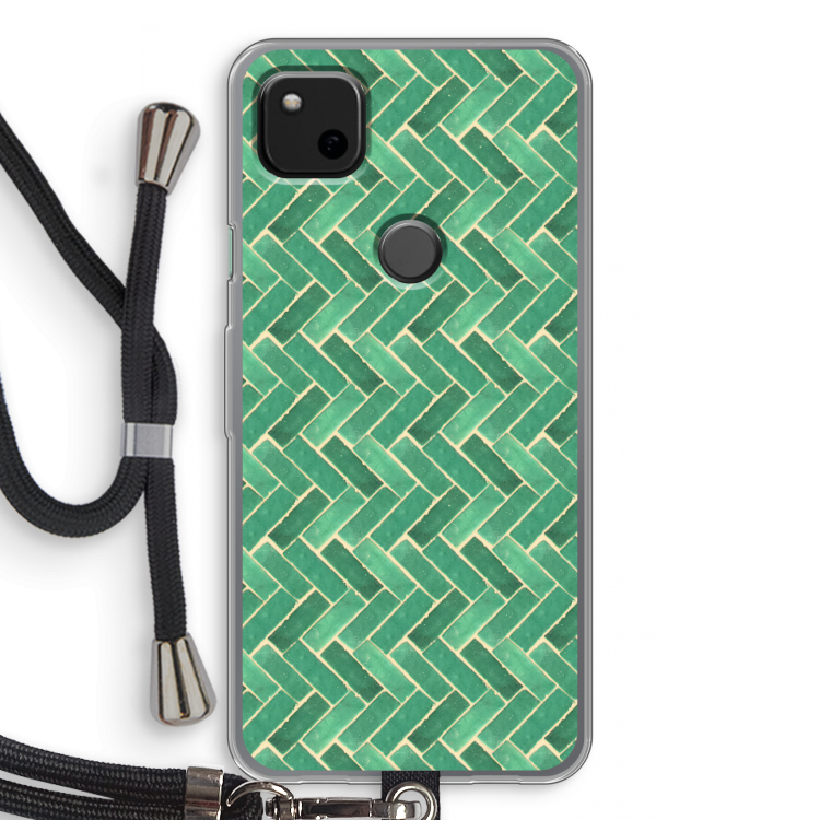 Moroccan tiles 2: Pixel 4a Transparant Hoesje met koord