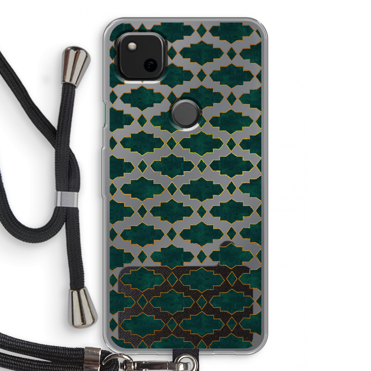 Moroccan tiles: Pixel 4a Transparant Hoesje met koord