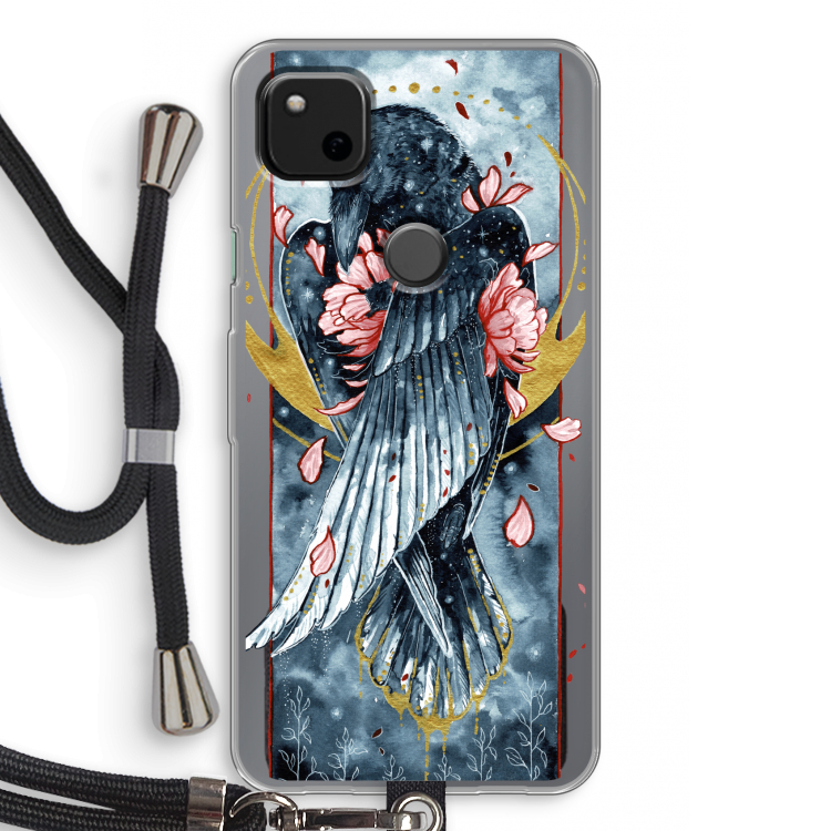 Golden Raven: Pixel 4a Transparant Hoesje met koord