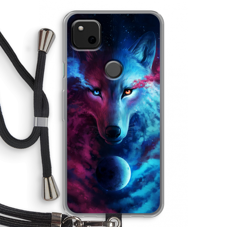 Where Light And Dark Meet: Pixel 4a Transparant Hoesje met koord