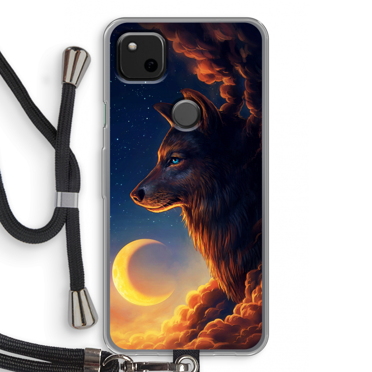 Night Guardian: Pixel 4a Transparant Hoesje met koord