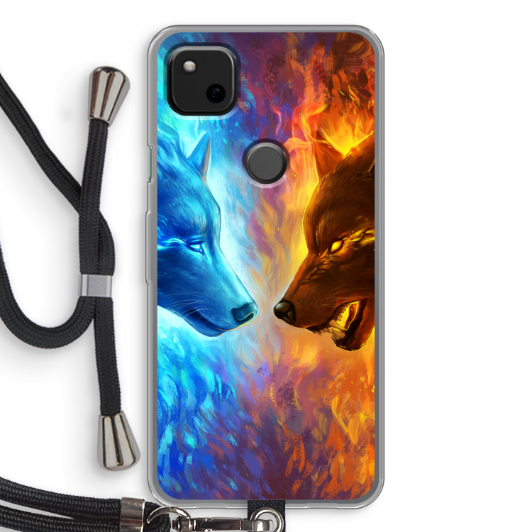 Fire & Ice: Pixel 4a Transparant Hoesje met koord