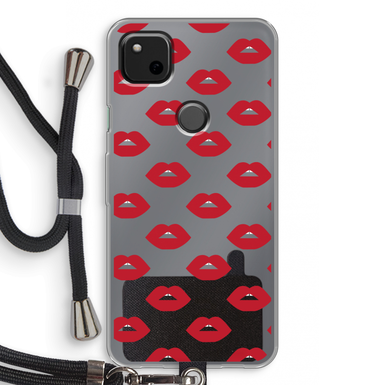 Lips: Pixel 4a Transparant Hoesje met koord
