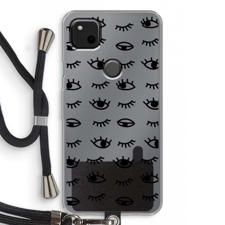 Eye pattern #2: Pixel 4a Transparant Hoesje met koord