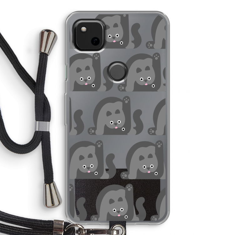Cats: Pixel 4a Transparant Hoesje met koord