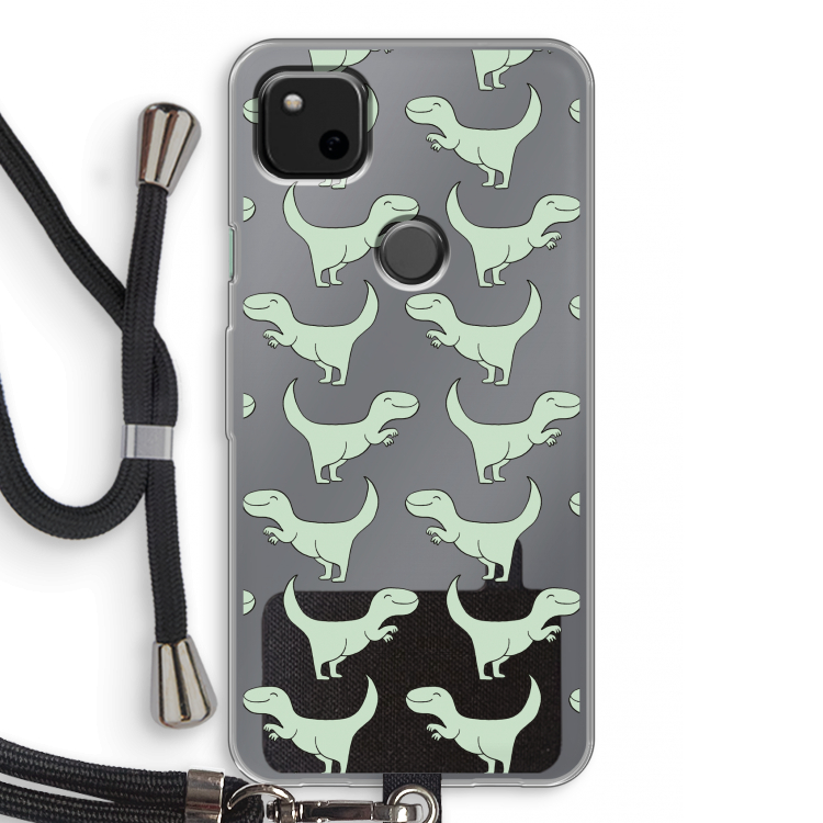 Dinos: Pixel 4a Transparant Hoesje met koord