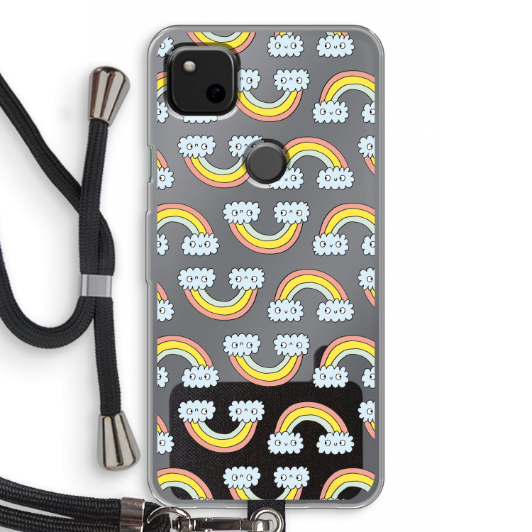 Regenboog: Pixel 4a Transparant Hoesje met koord