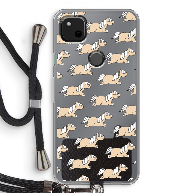 Ponys: Pixel 4a Transparant Hoesje met koord