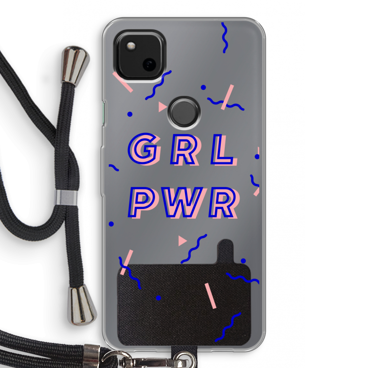 GRL PWR: Pixel 4a Transparant Hoesje met koord