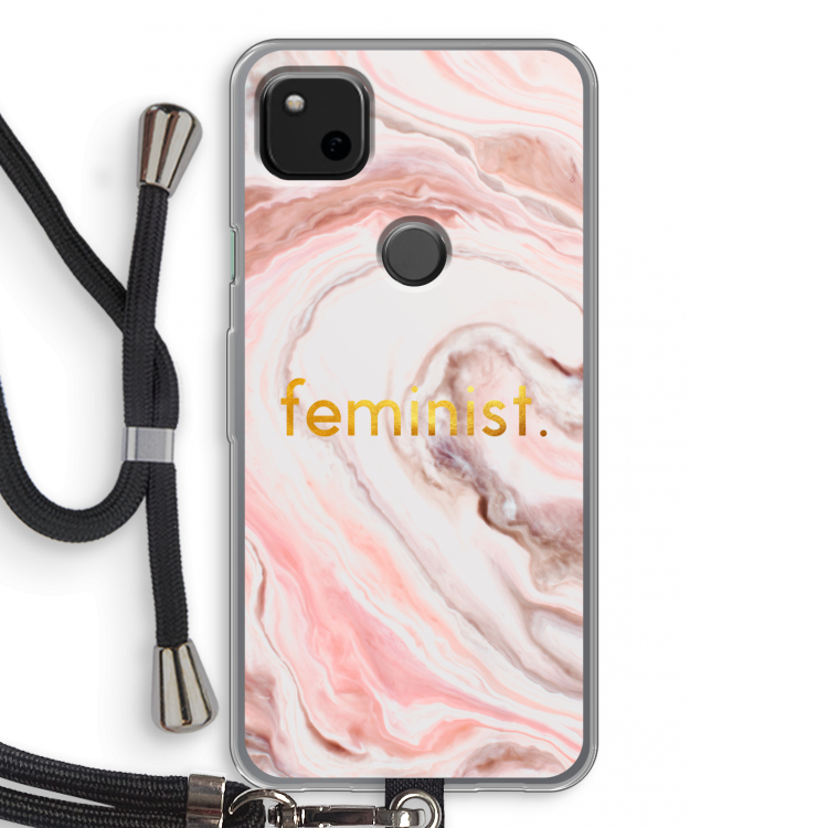 Feminist: Pixel 4a Transparant Hoesje met koord