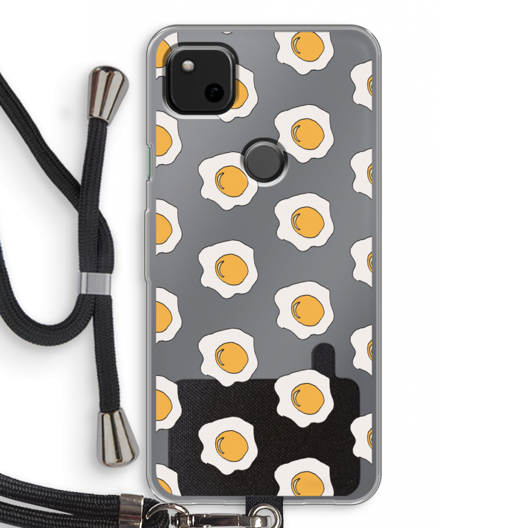 Bacon to my eggs #1: Pixel 4a Transparant Hoesje met koord