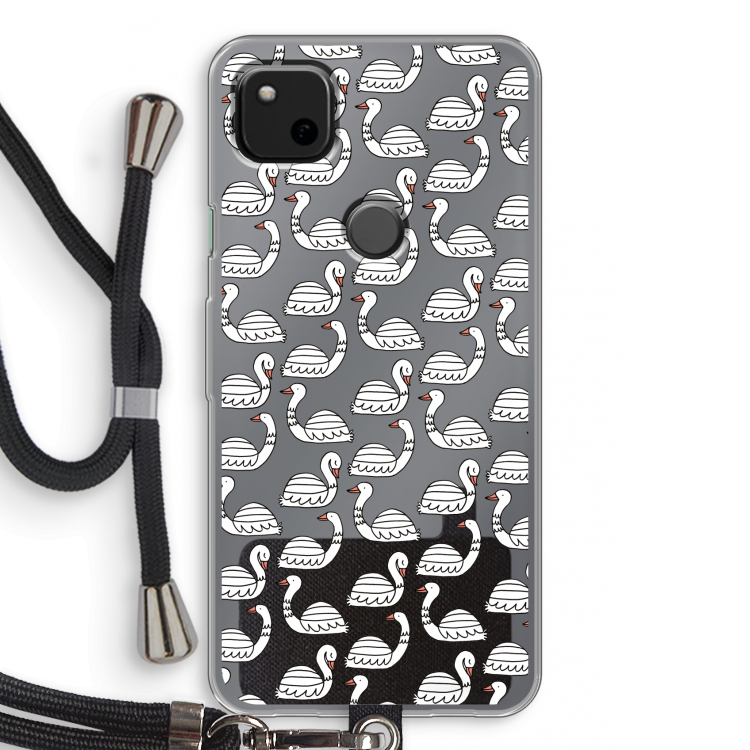 Zwanen: Pixel 4a Transparant Hoesje met koord