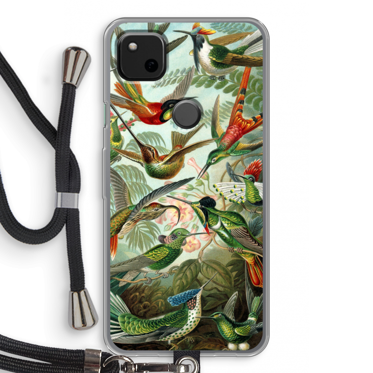 Haeckel Trochilidae: Pixel 4a Transparant Hoesje met koord