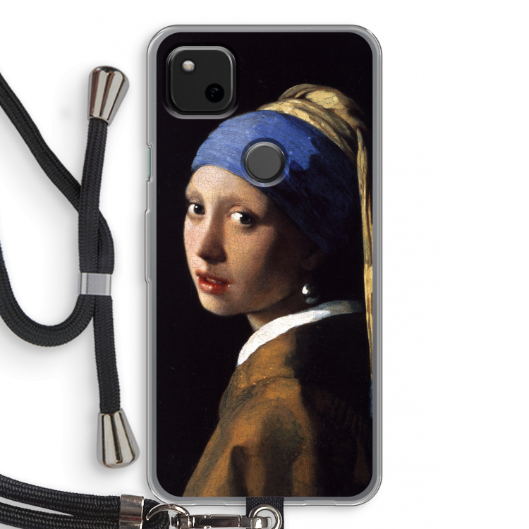 The Pearl Earring: Pixel 4a Transparant Hoesje met koord