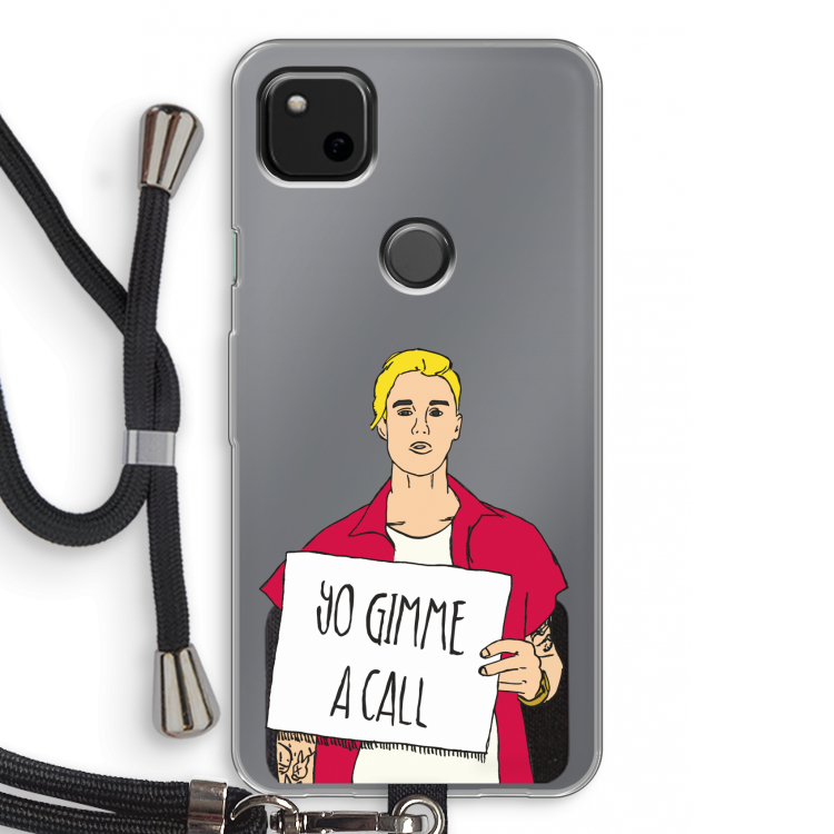 Gimme a call: Pixel 4a Transparant Hoesje met koord