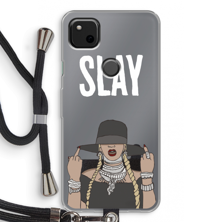 Slay All Day: Pixel 4a Transparant Hoesje met koord