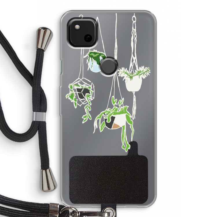 Hang In There: Pixel 4a Transparant Hoesje met koord