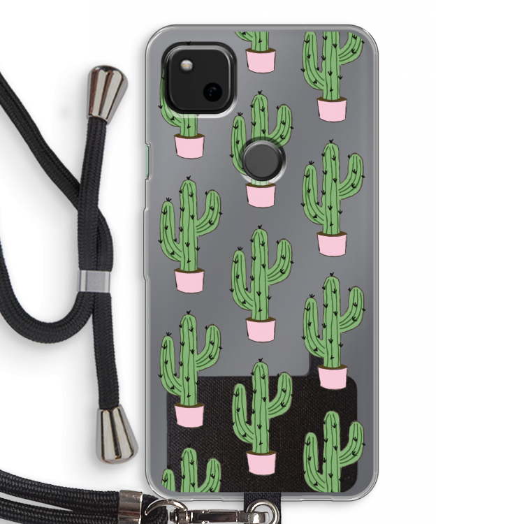 Cactus Lover: Pixel 4a Transparant Hoesje met koord