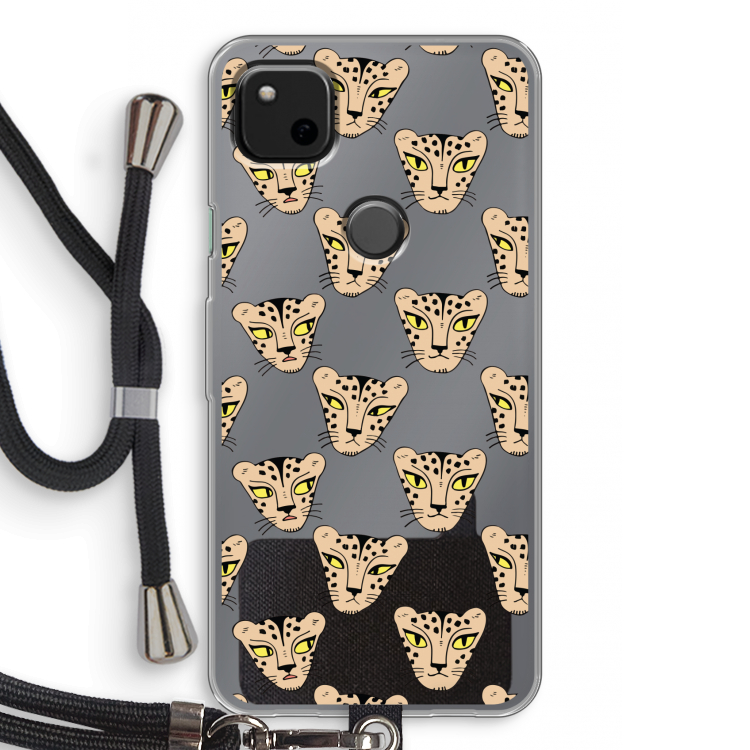 Tijger: Pixel 4a Transparant Hoesje met koord